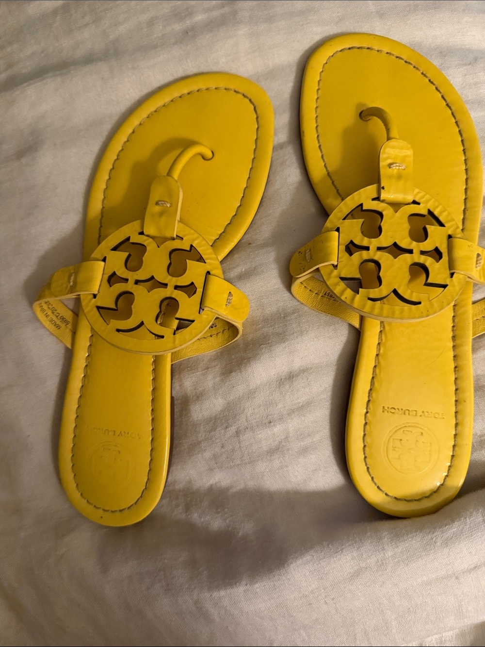 Tory Burch Yellow Miller Cutout Logo Thong Sandals